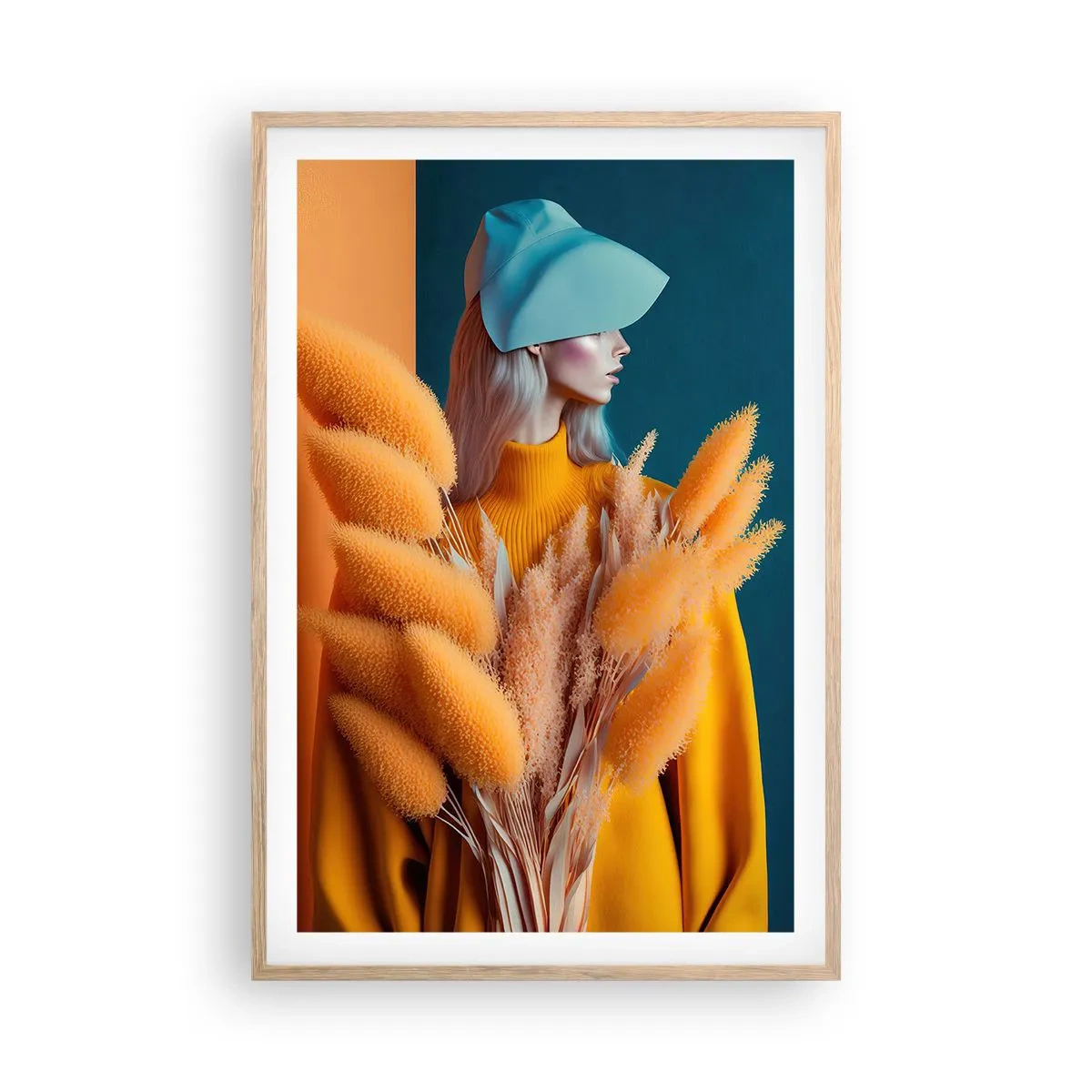 Plakat w ramie jasny dąb - Portret puszysty - 61x91 cm