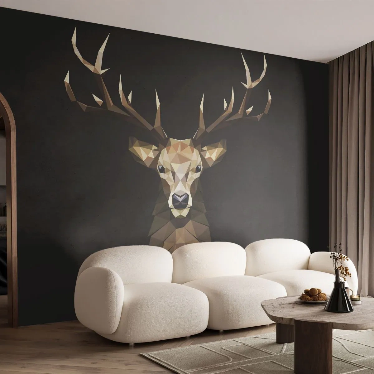 Fototapeta Premium Sand - Kubistyczny jeleń - Zwierzęta, Jeleń, Grafika - 250x175 cm