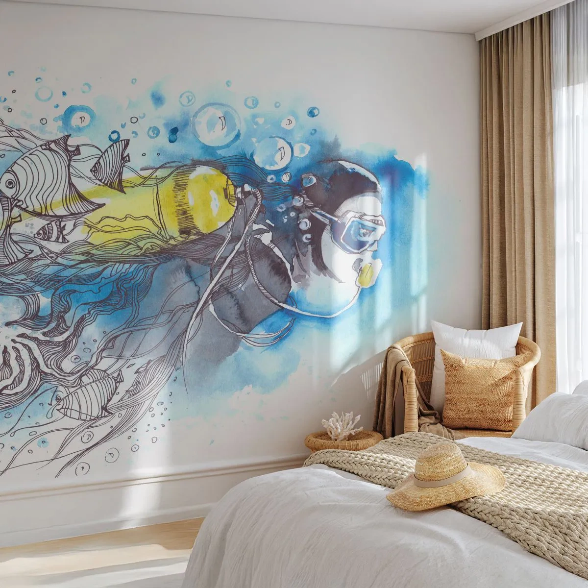 Fototapeta Premium Sand - Wielki błękit - Nurkowanie, Ryba, Sport - 250x175 cm