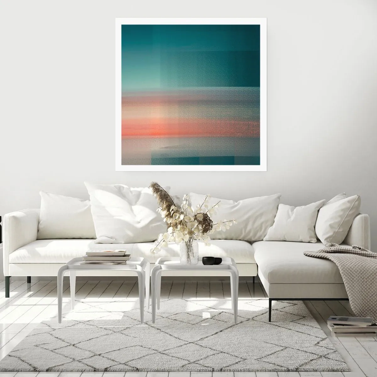 Plakat - Abstrakcja: fale światła - 50x50 cm