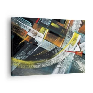 Obraz na płótnie - Kolorowe abstrakcyjne pociągnięcia pędzla - 70x50cm - Energia ruchu - Nowoczesna dekoracja ścienna do salonu i sypialni ARTTOR