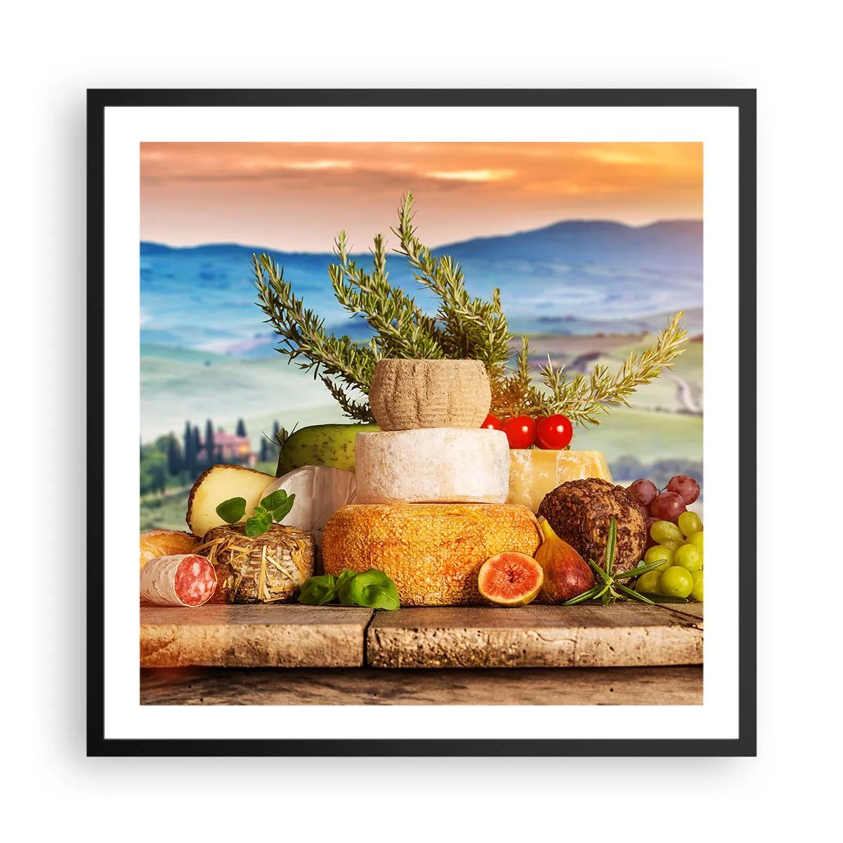 Plakat w czarnej ramie - Włoska radość życia - 60x60 cm