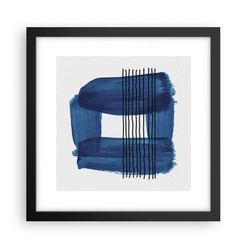 Plakat w czarnej ramie - Niebiesko-czarna kompozycja - 30x30 cm