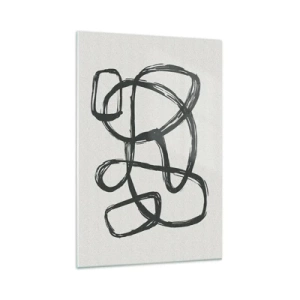 Obraz na szkle - Abstrakcyjne linie tworzące swobodne kształty na jasnym tle - 70x100cm - Zapętlona abstrakcja - Nowoczesna dekoracja ścienna do salonu i sypialni ARTTOR