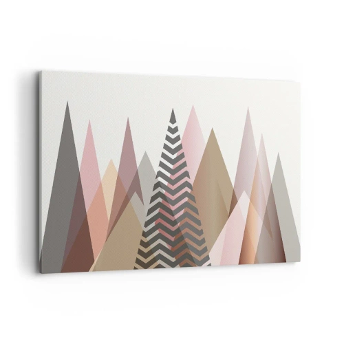 Obraz na płótnie - Kolorowe geometryczne góry w pastelowych odcieniach - 120x80cm - Piramidalny widok - Nowoczesna dekoracja ścienna do salonu, kuchni i sypialni ARTTOR