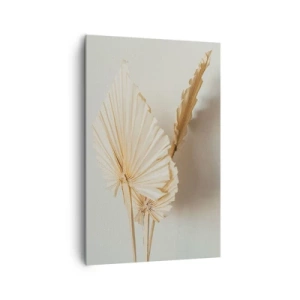 Obraz na płótnie - Suszone liście palmowe w minimalistycznej aranżacji - 80x120cm - Gdy potrzebne ukojenie - Nowoczesna dekoracja ścienna do salonu i sypialni ARTTOR