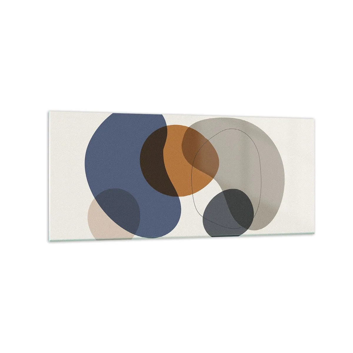 Obraz na szkle - Abstrakcyjne kolorowe formy w odcieniach niebieskiego i brązu - 120x50cm - Krople barw - Nowoczesna dekoracja ścienna do salonu i sypialni ARTTOR