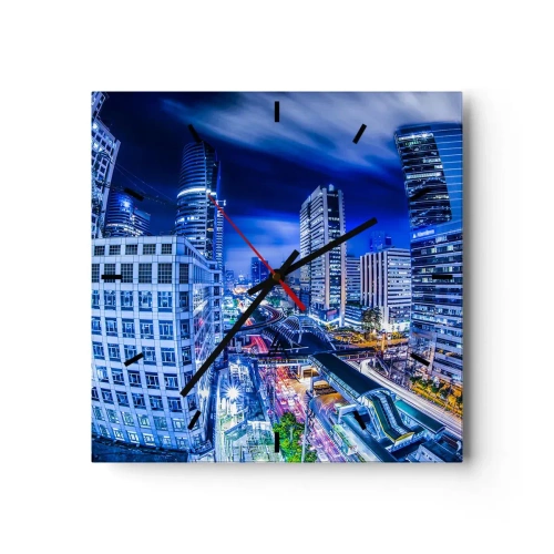 Zegar ścienny - Rytmy nocnego miasta - 40x40 cm