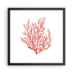 Plakat w czarnej ramie - Koralowy filigran - 40x40 cm
