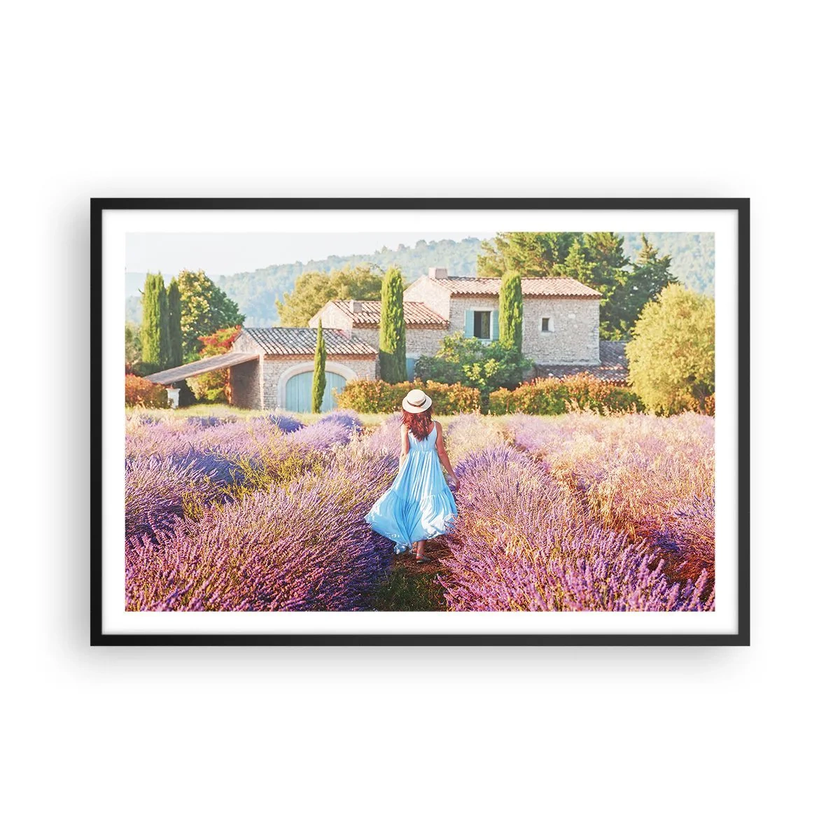 Plakat w czarnej ramie - Lawendowa dziewczyna - 91x61 cm
