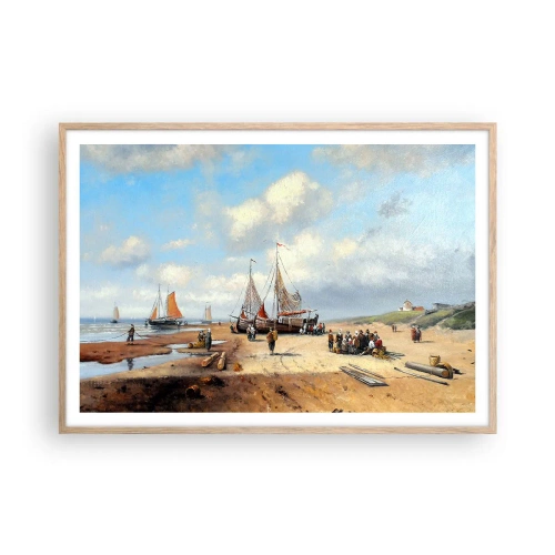 Plakat w ramie jasny dąb - Po udanym połowie - 100x70 cm