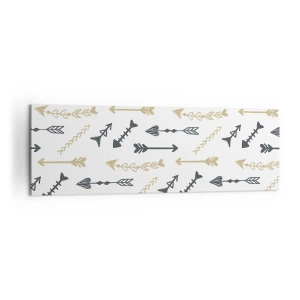 Obraz na płótnie - Minimalistyczny wzór ze strzałami w beżowej i szarej kolorystyce - 160x50cm - Sen łucznika - Nowoczesna dekoracja ścienna do salonu i sypialni ARTTOR