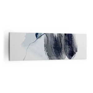 Obraz na płótnie - Abstrakcyjna kompozycja w odcieniach szarości i błękitu - 160x50cm - Intensywność i ruch - Nowoczesna dekoracja ścienna do salonu i sypialni ARTTOR