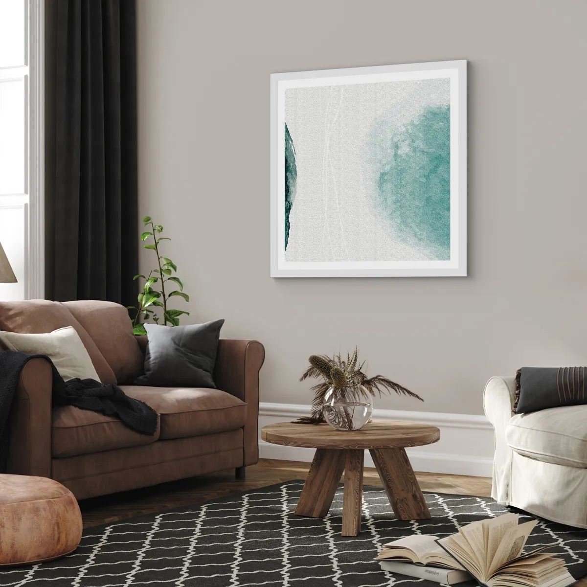 Plakat w białej ramie - Spotkanie z mgłą - 60x60 cm