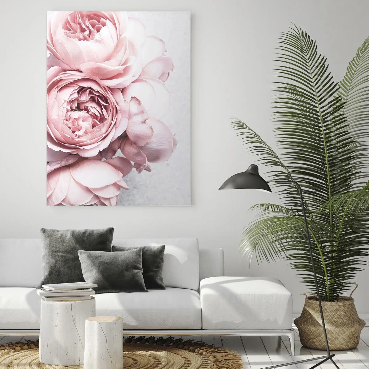 Obraz na szkle - Różowe kwiaty piwonii w delikatnym świetle z bliska - 50x70cm - Dla romantyków - Nowoczesna dekoracja ścienna do salonu, kuchni i sypialni ARTTOR