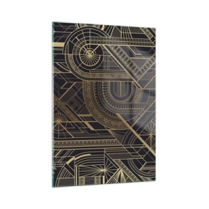 Obraz na szkle - Geometryczny wzór art déco w złocie i czerni - 50x70cm - Koncepty, idee, plany - Nowoczesna dekoracja ścienna do salonu, kuchni i sypialni ARTTOR