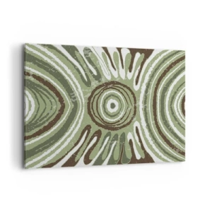 Obraz na płótnie - Abstrakcyjne wzory w odcieniach zieleni i brązu - 120x80cm - Eksplozja emocji - Nowoczesna dekoracja ścienna do salonu, kuchni i sypialni ARTTOR