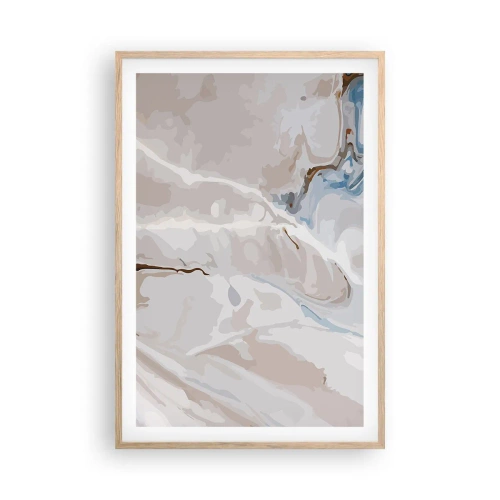 Plakat w ramie jasny dąb - Błękitne meandry pod bielą - 61x91 cm