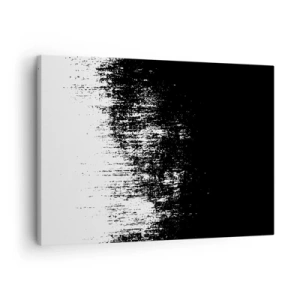 Obraz na płótnie - Minimalistyczna abstrakcja w czerni i bieli - 70x50cm - I zwycięzcą jest… - Nowoczesna dekoracja ścienna do salonu i sypialni ARTTOR