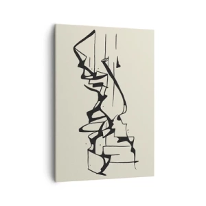 Obraz na płótnie - Minimalistyczna abstrakcyjna ilustracja czarnej linii na beżowym tle - 50x70cm - Być może pejzaż - Nowoczesna dekoracja ścienna do salonu, kuchni i sypialni ARTTOR