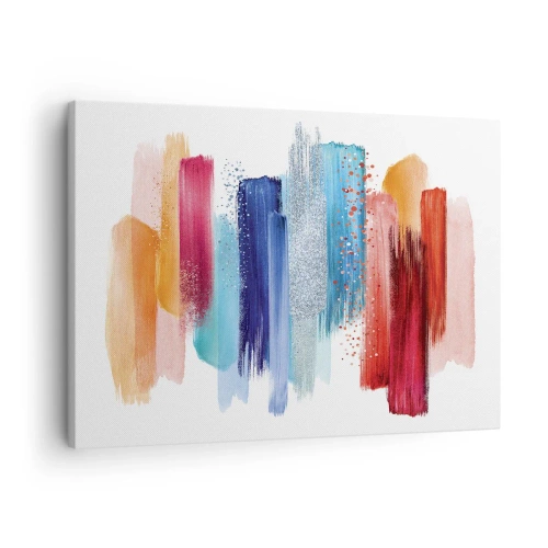 Obraz na płótnie - Kolorowe pociągnięcia pędzlem na białym tle - 70x50cm - W górę i w dół - Nowoczesna dekoracja ścienna do salonu i sypialni ARTTOR
