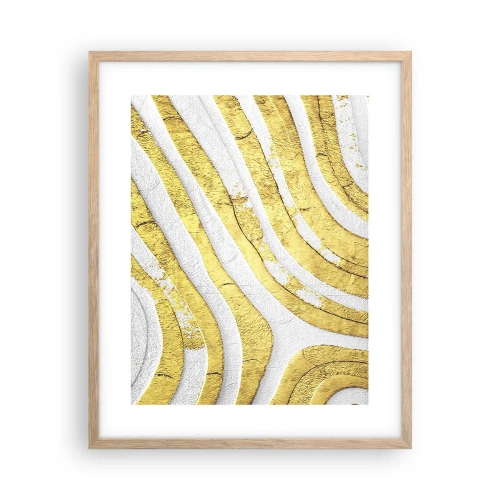 Plakat w ramie jasny dąb - Kompozycja w bieli i złocie - 40x50 cm