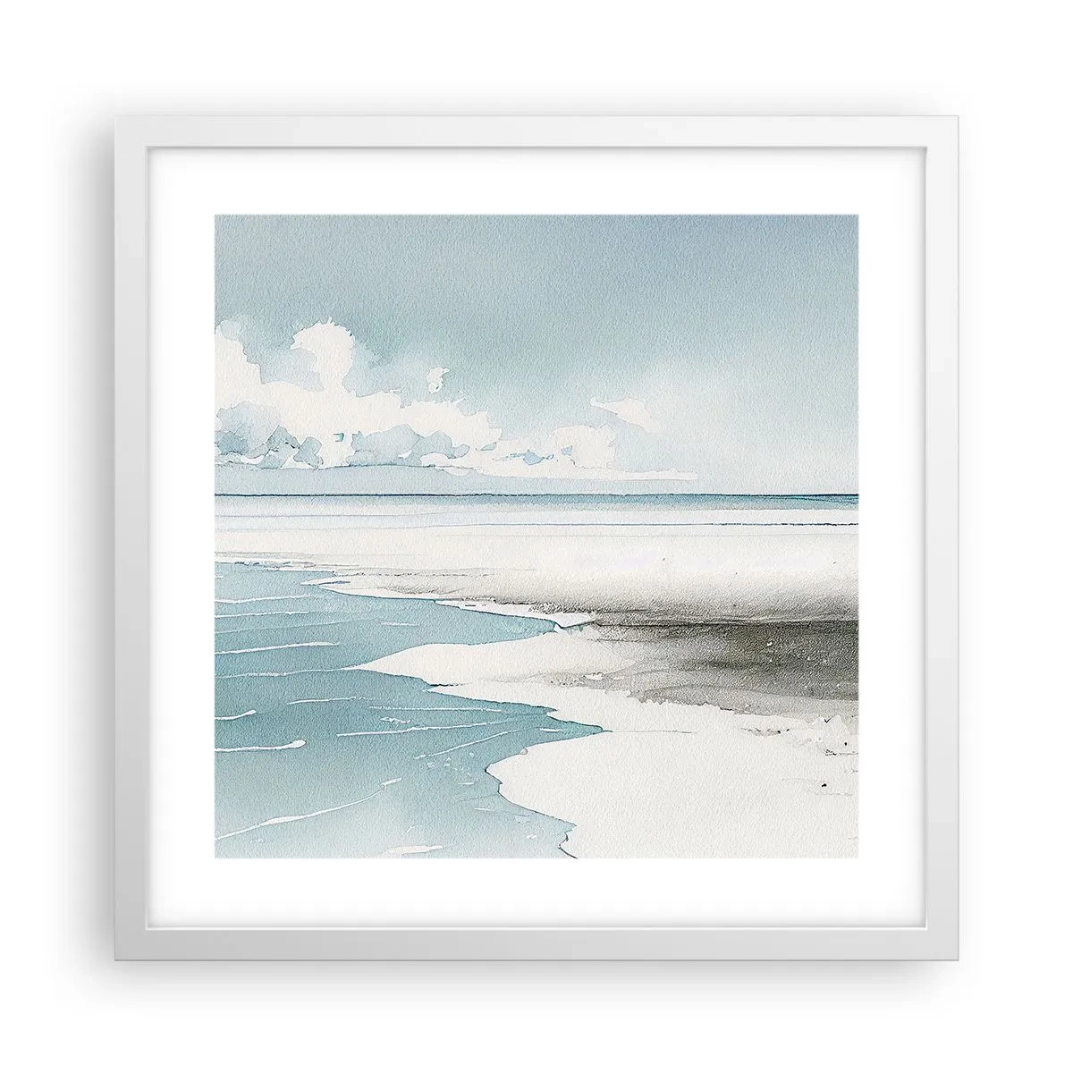 Plakat w białej ramie - Łagodny przypływ - 40x40 cm