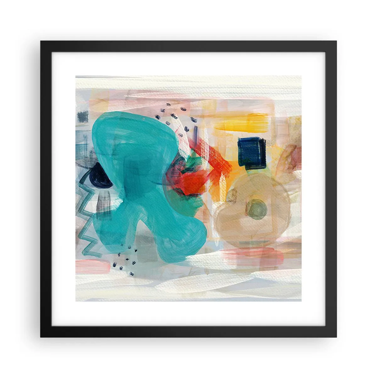 Plakat w czarnej ramie - Kolorowa gra - 40x40 cm