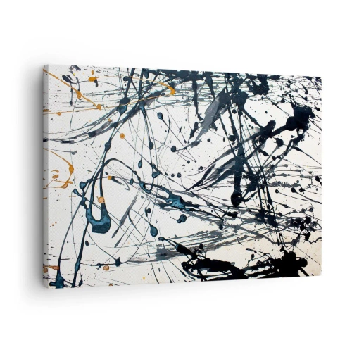 Obraz na płótnie - Abstrakcyjny wzór malarski z dynamicznymi liniami i plamami - 70x50cm - Z sensem czy bez sensu? - Nowoczesna dekoracja ścienna do salonu i sypialni ARTTOR