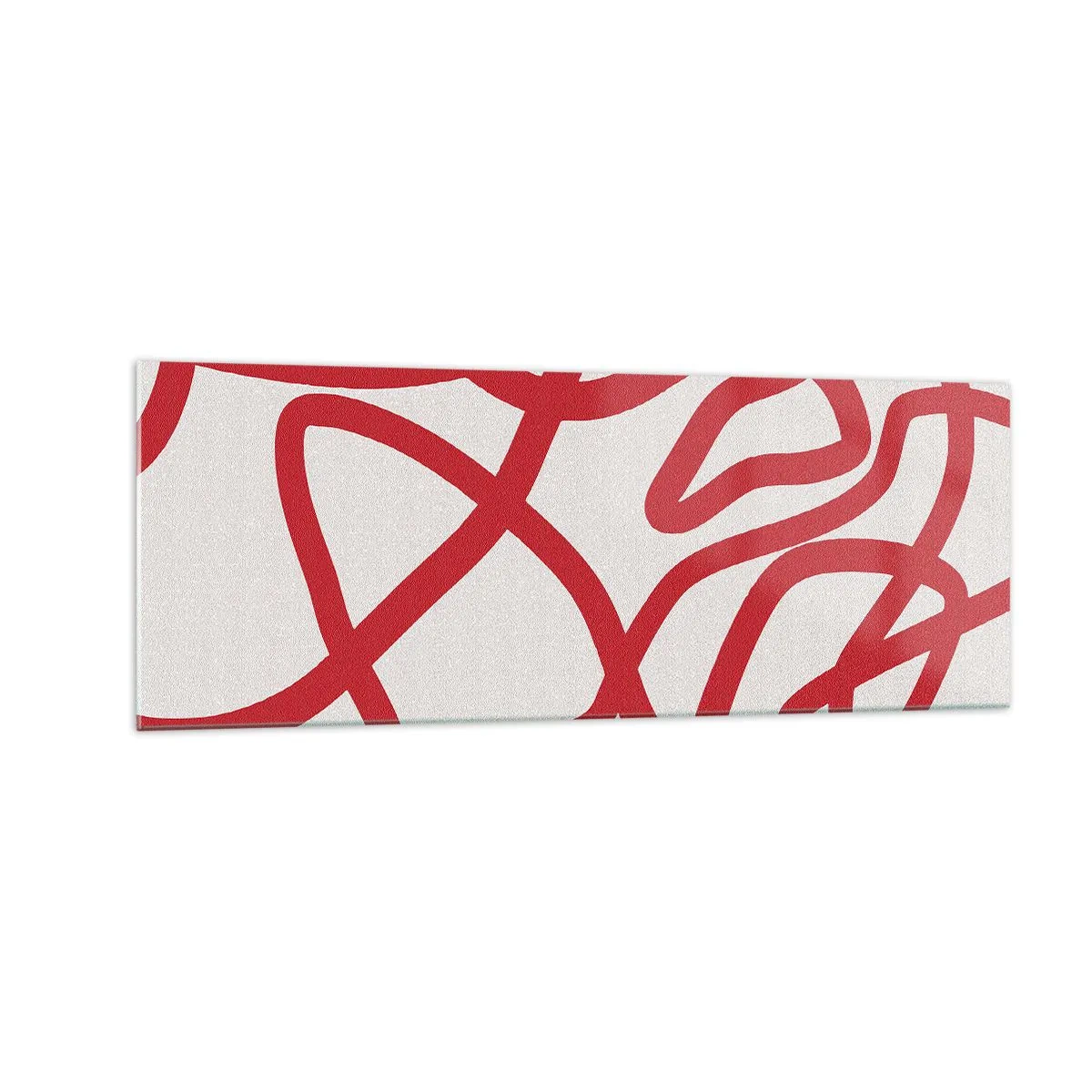 Obraz na szkle - Czerwone abstrakcyjne linie na białym tle - 140x50cm - Czerwono na białym - Nowoczesna dekoracja ścienna do salonu i sypialni ARTTOR