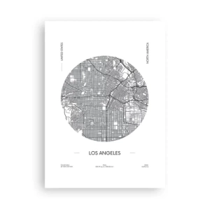 Plakat - Minimalistyczna mapa Los Angeles w czarno-białej tonacji - 50x70cm - Anatomia Los Angeles - Nowoczesna dekoracja ścienna do salonu, kuchni i sypialni ARTTOR