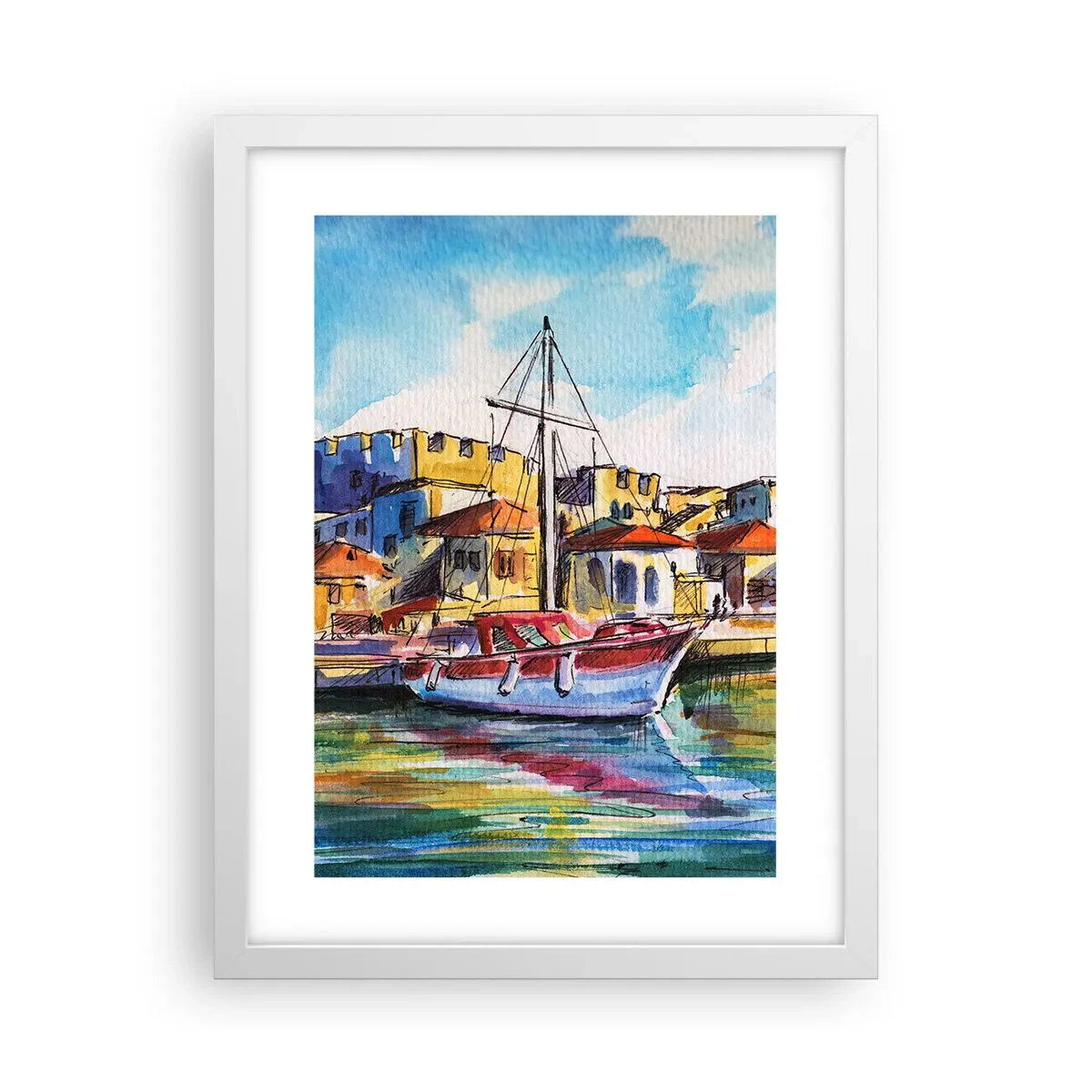 Plakat w białej ramie - Tęczowe popołudnie - 30x40 cm