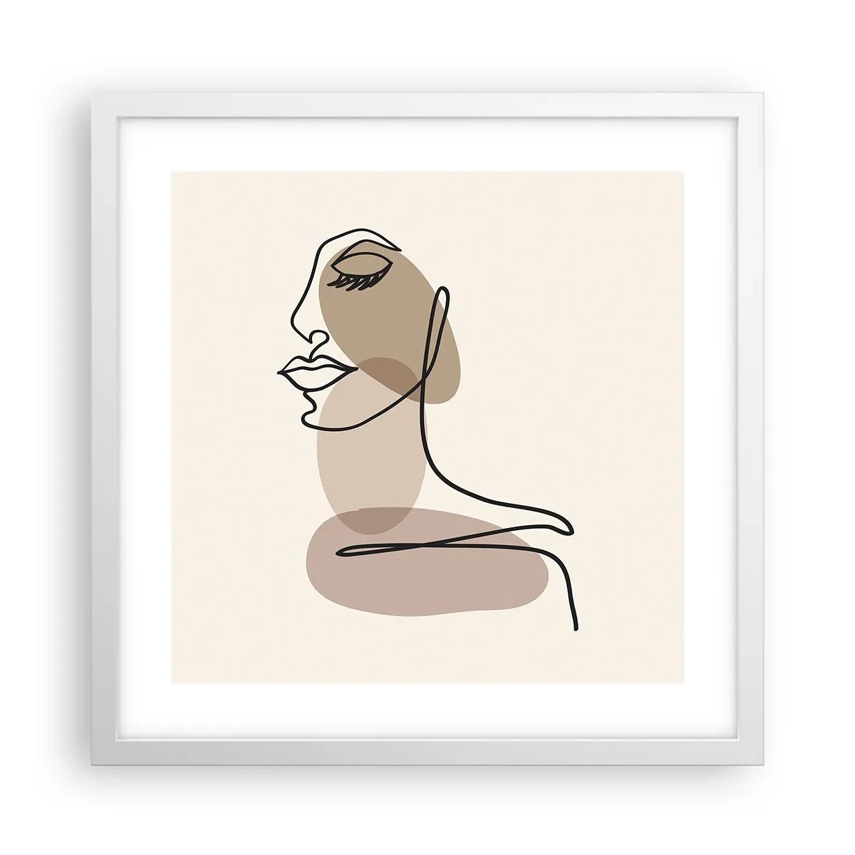 Plakat w białej ramie - Pewna linia piękna - 40x40 cm