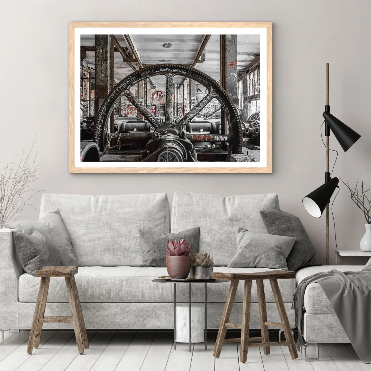 Plakat w ramie jasny dąb - Sekretne życie fabryki - 50x40 cm