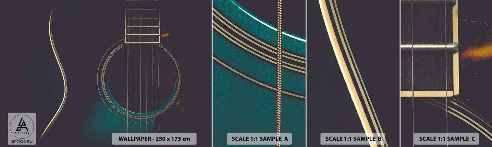 Fototapeta Próbka Samoprzylepna Deluxe Sticker - Chwila zanim zabrzmi - Gitara, Muzyka, Struny - 100x30 cm