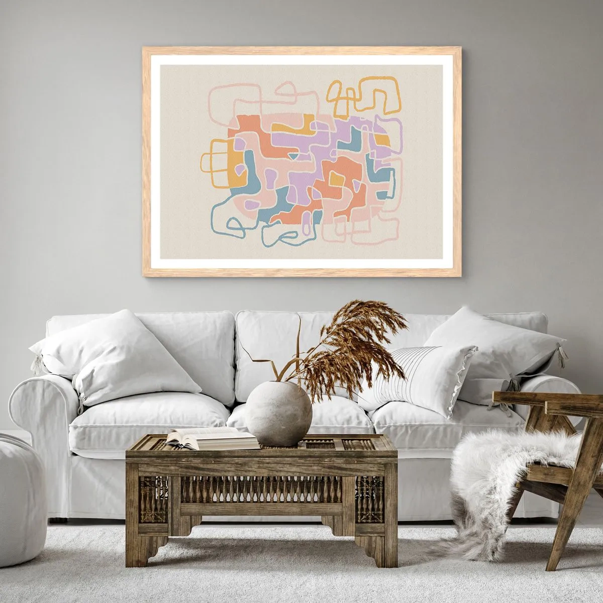 Plakat w ramie jasny dąb - Labirynt – radosna przygoda - 91x61 cm