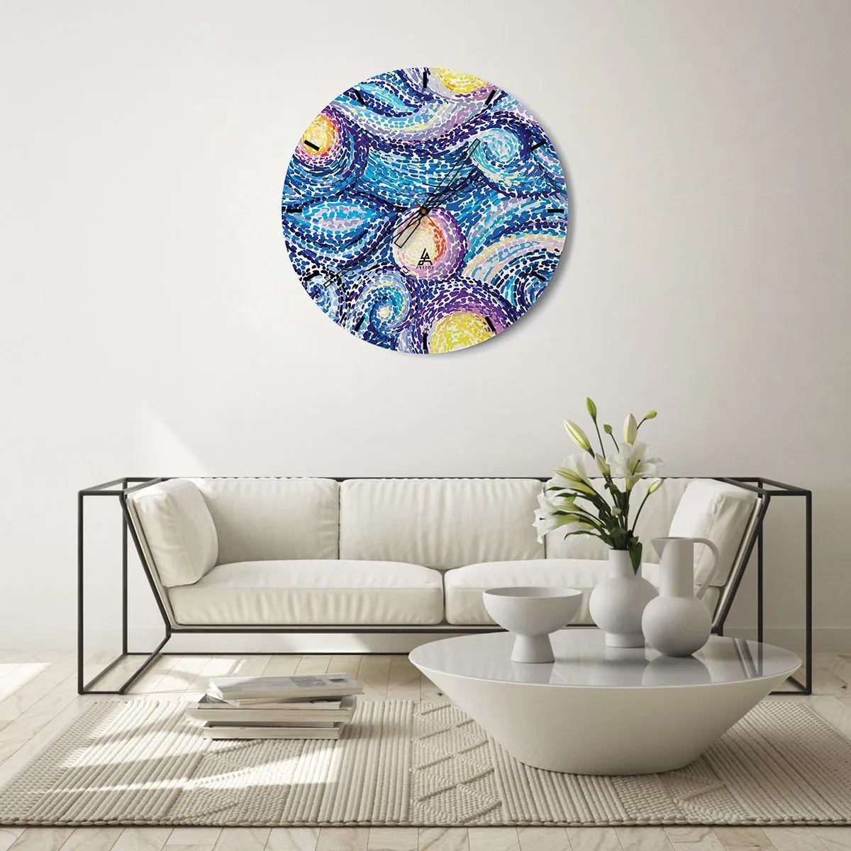 Zegar ścienny - Abstrakcyjny krajobraz z wirującymi kolorowymi wzorami - 30x30cm - Z obrazu van Gogha - Nowoczesna dekoracja ścienna do salonu, kuchni i sypialni ARTTOR