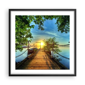 Plakat w czarnej ramie - Zachód nad wodą - 50x50 cm