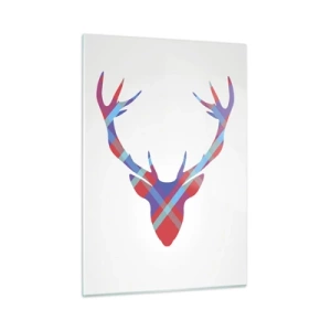 Obraz na szkle - Geometryczny wizerunek jelenia w pastelowych kolorach - 50x70cm - Szkocki jeleń - Nowoczesna dekoracja ścienna do salonu, kuchni i sypialni ARTTOR