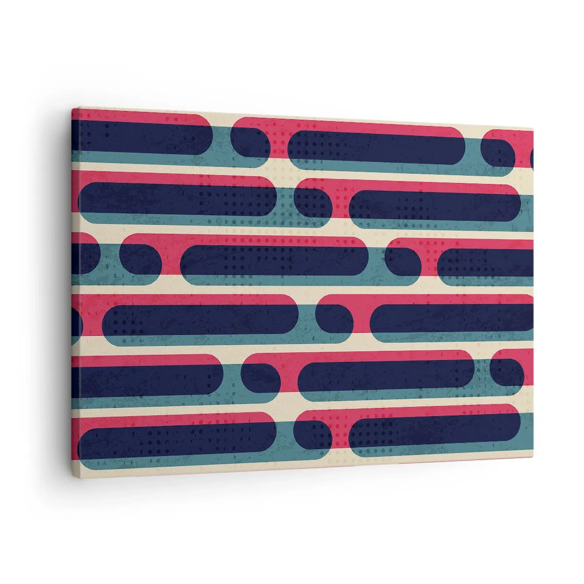 Obraz na płótnie - Geometryczny wzór w stylu retro z pastelowymi barwami - 70x50cm - W głąb i do przodu - Nowoczesna dekoracja ścienna do salonu i sypialni ARTTOR