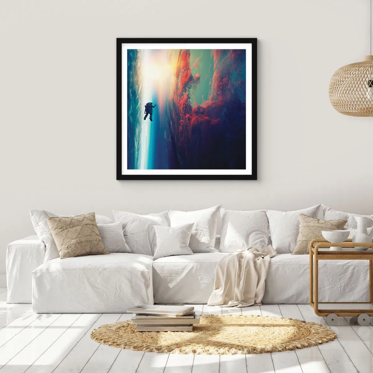 Plakat w czarnej ramie - Mierzyć się ze wszechświatem - 30x30 cm