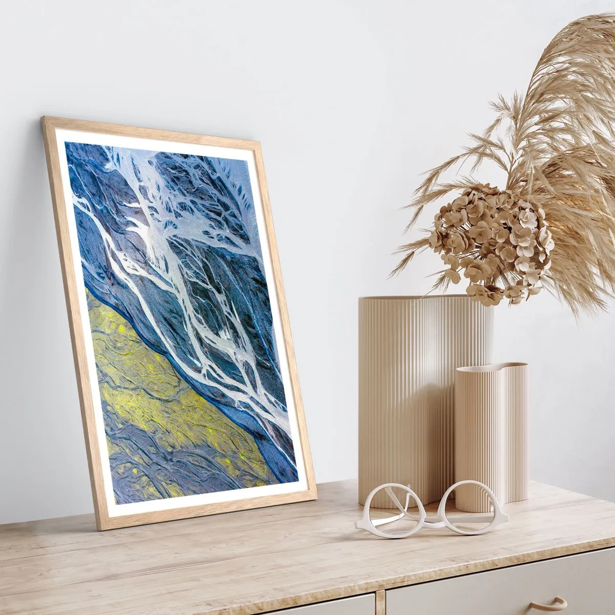 Plakat w ramie jasny dąb - Naskalne malowidła natury - 70x100 cm