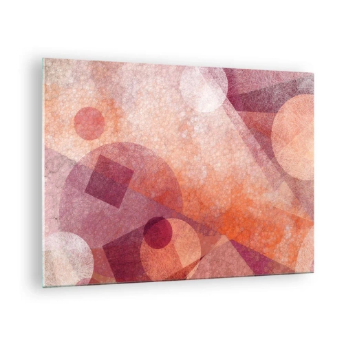 Obraz na szkle - Abstrakcyjna kompozycja geometryczna w odcieniach różu i pomarańczu - 70x50cm - Przekształcenia geometryczne w różu - Nowoczesna dekoracja ścienna do salonu i sypialni ARTTOR