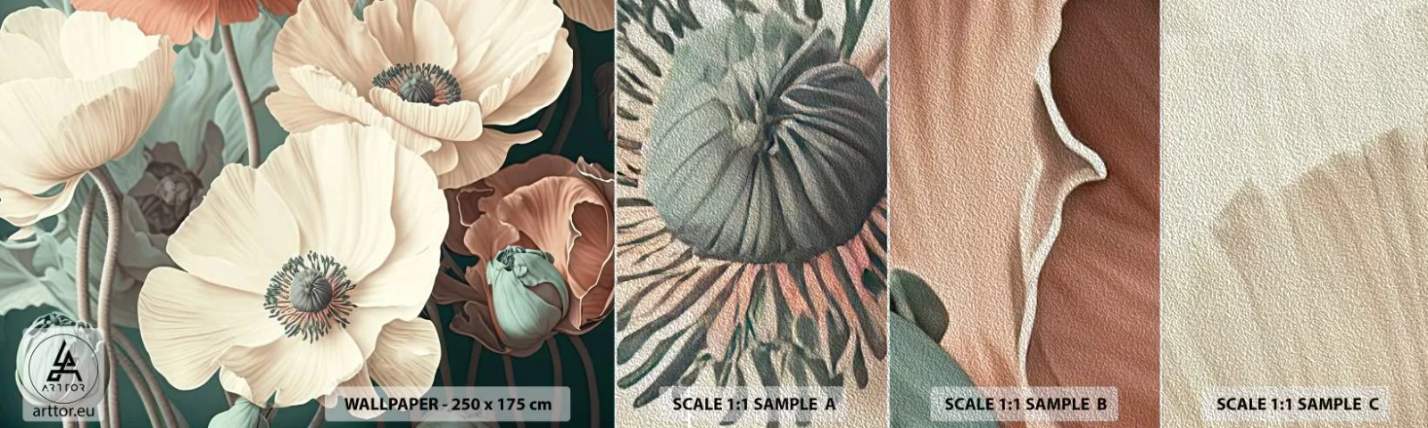 Fototapeta Próbka Premium Sand - Szept maków - Kwiaty, Rośliny, Pastelowy - 100x30 cm