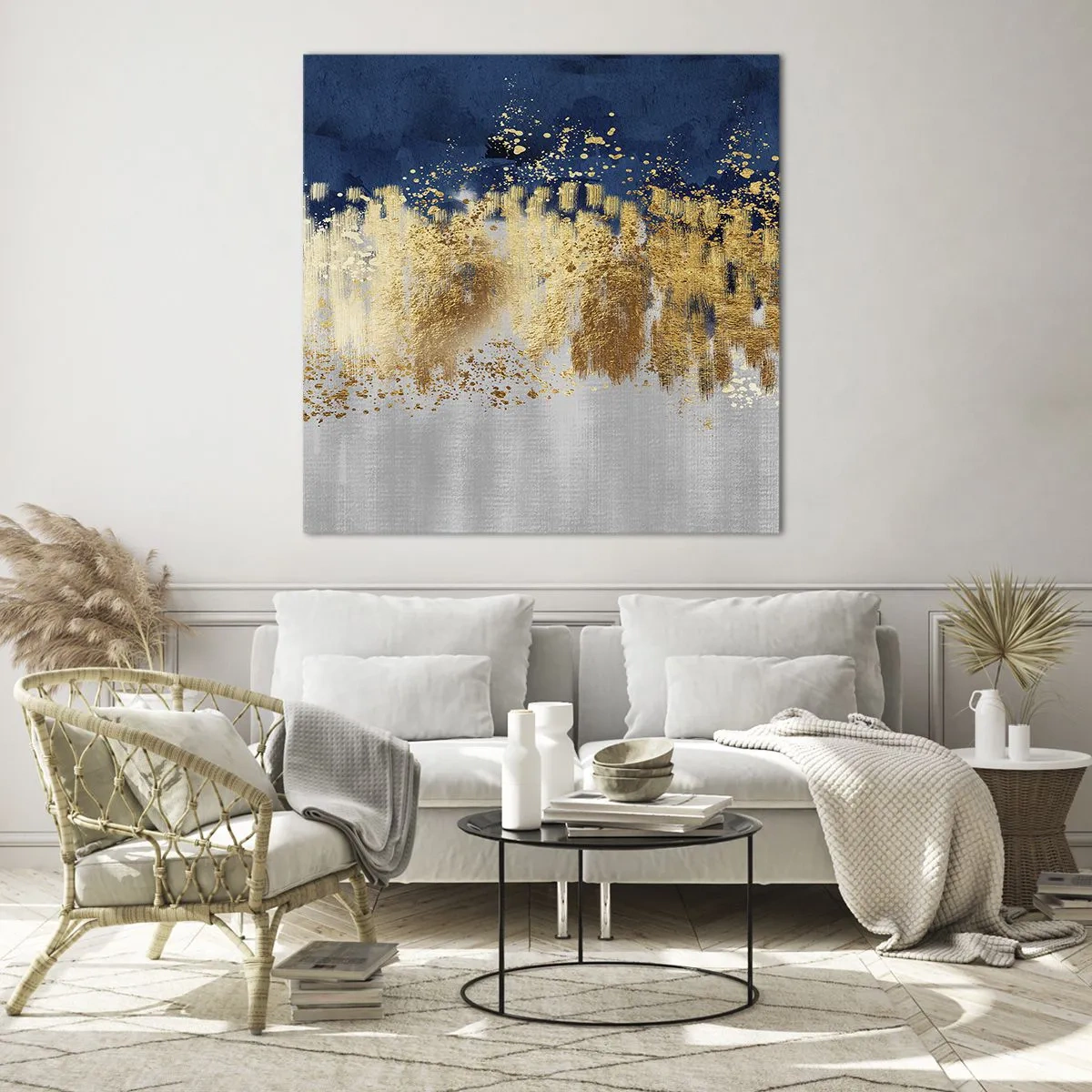 Obraz na szkle - Nowoczesna kompozycja z błyskiem - 70x70 cm