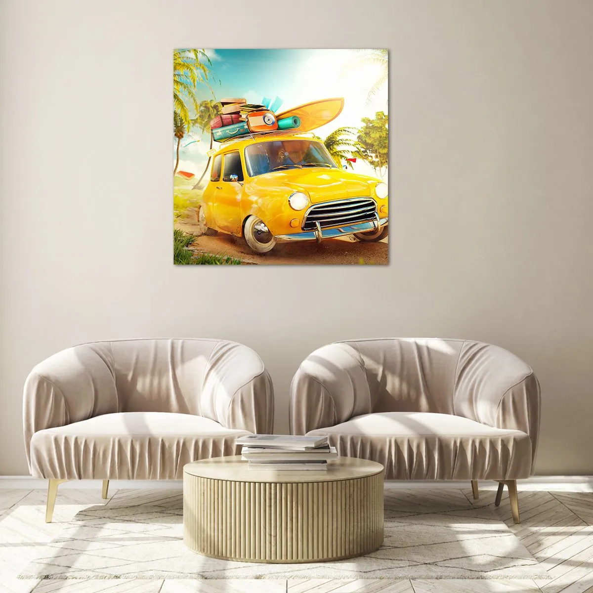 Obraz na szkle - Podróż po niejeden uśmiech - 70x70 cm