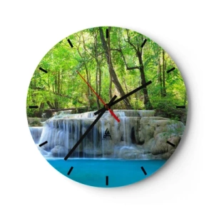 Zegar ścienny - Utonąć w turkusie i w zieleni - 40x40 cm