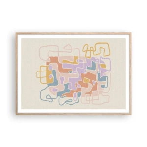 Plakat w ramie jasny dąb - Labirynt – radosna przygoda - 100x70 cm