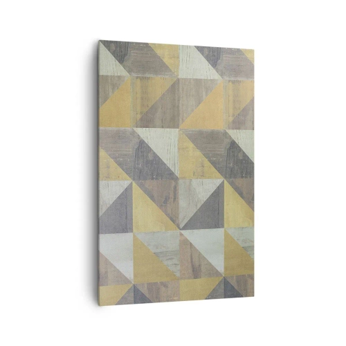 Obraz na płótnie - Geometryczna kompozycja trójkątów w odcieniach ziemi - 80x120cm - Pod kątem trójkąta - Nowoczesna dekoracja ścienna do salonu i sypialni ARTTOR