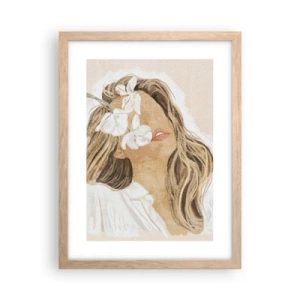 Plakat w ramie jasny dąb - Wśród kwiatów w uniesieniu - 30x40 cm